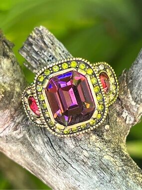 Heidi Daus Swarovski Crystal Art Deco Statement Ring Size 8